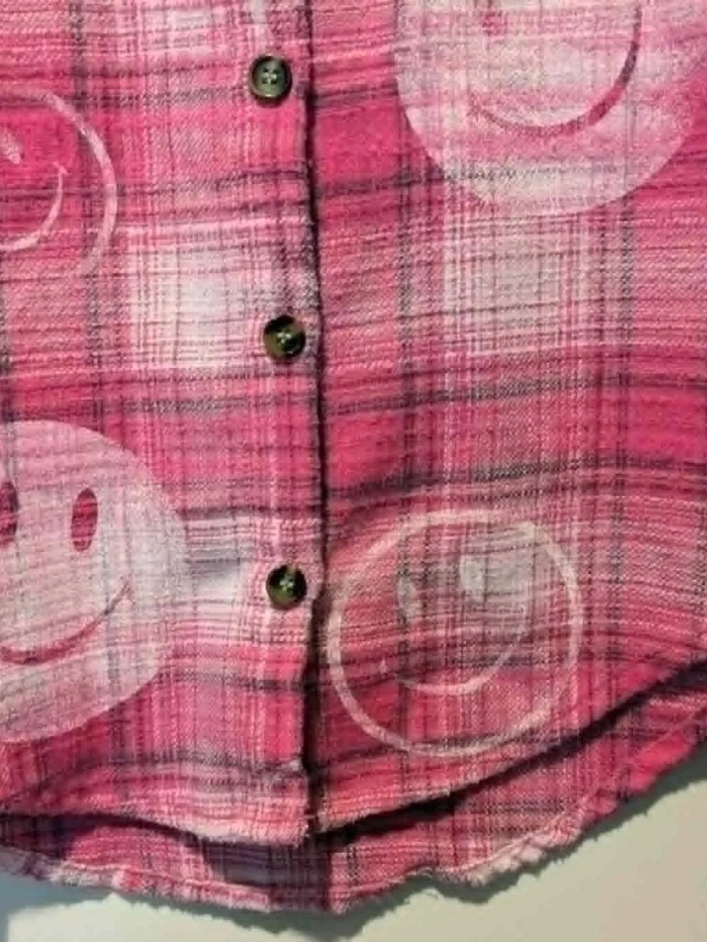 Girl's Justice Pink Plaid Flannel Button-Up Shirt - size S (7/8) VGUC